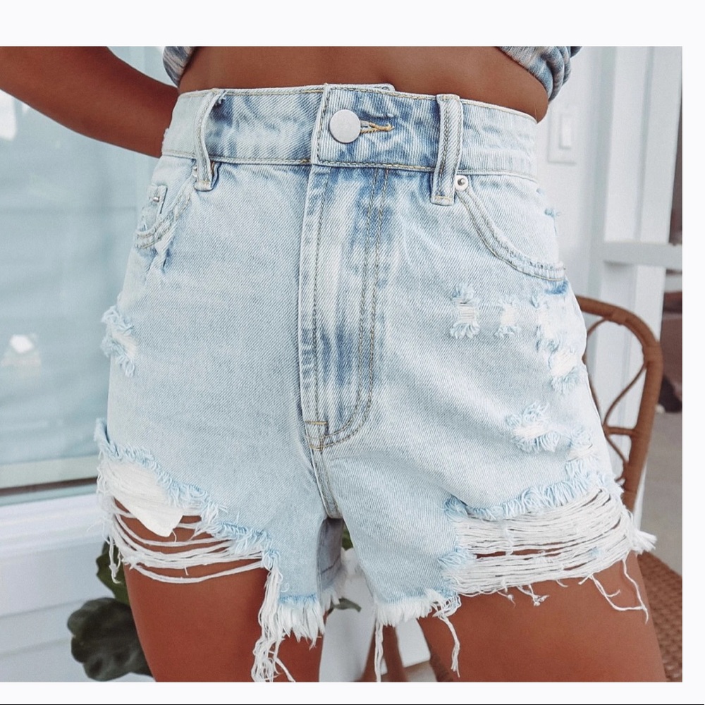 Light wash jean shorts